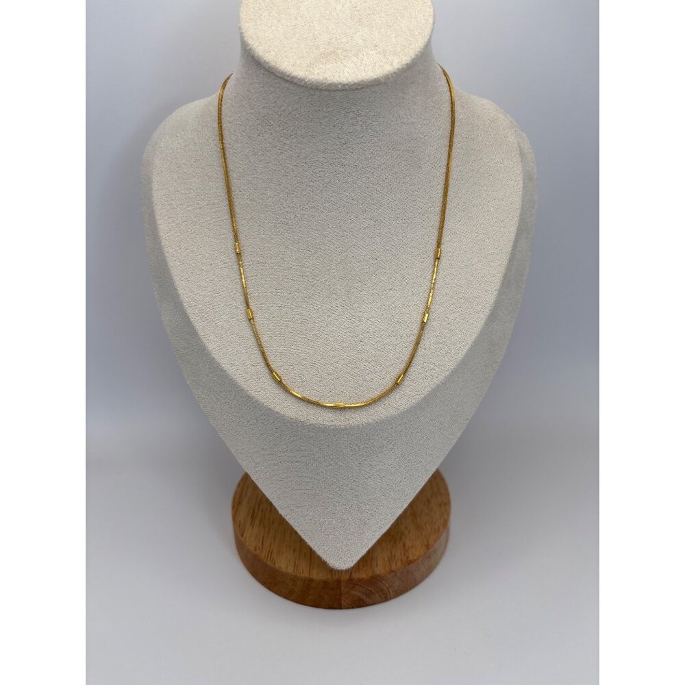 Napier Vintage Gold Tone Box Chain 16" Necklace Bar Accents Signed Minimalist